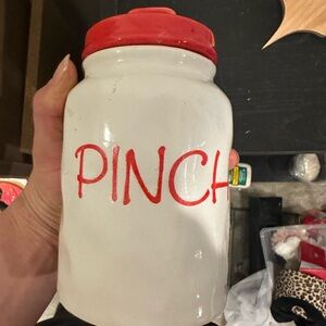 RAE DUNN Red 'PINCH' MINI CANISTER